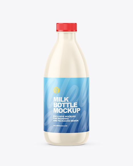 Glossy Milk Bottle Mockup