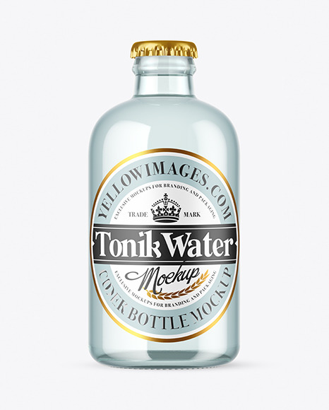 Blue Glass Tonnic Water Bottle Mockup