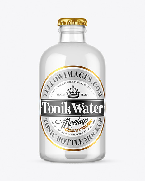Clear Glass Tonic Water Bottle Mockup