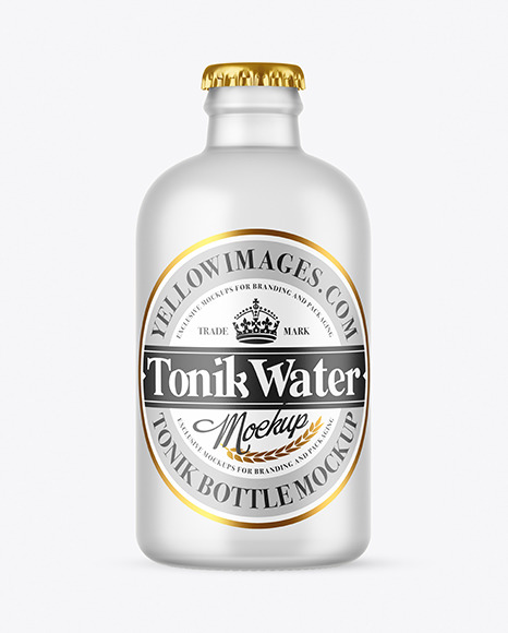 Frosted Glass Tonic Water Bottle Mockup
