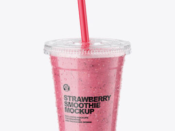 Strawberry  Smoothie Cup with Straw