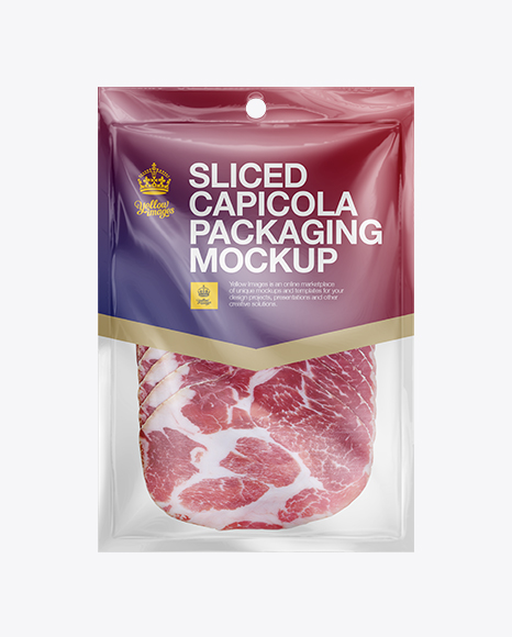 Plastic Vacuum Bag W/ Sliced Capicola Mockup