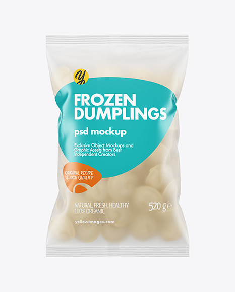 Frosted Plastic Bag With Dumplings Mockup