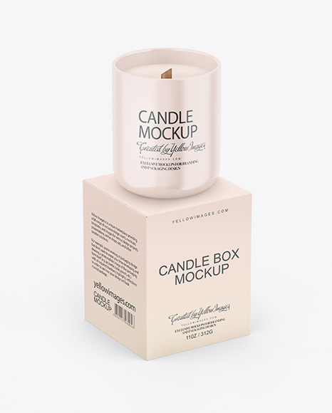 Paper Box W/ Glossy Candle Mockup