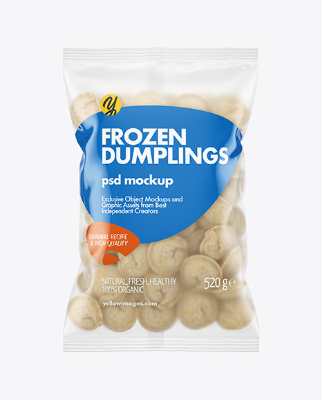 Matte Plastic Bag With Dumplings Mockup