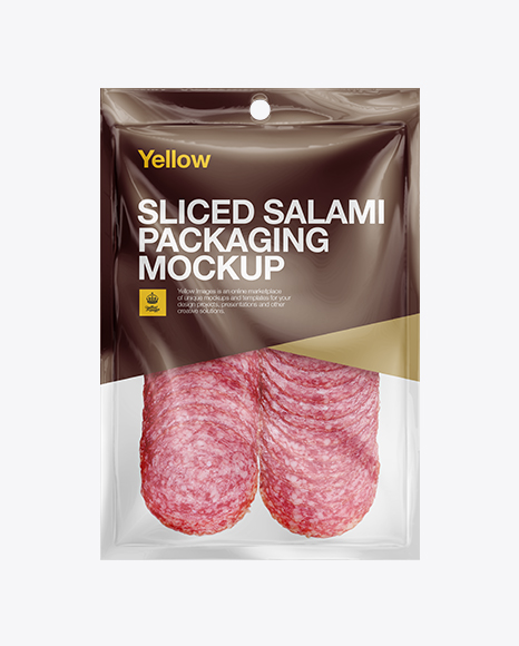 Plastic Vacuum Bag W/ Sliced Winter Salami Mockup