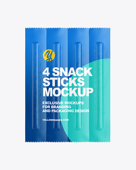 4 Matte Snack Sticks Pack Mockup