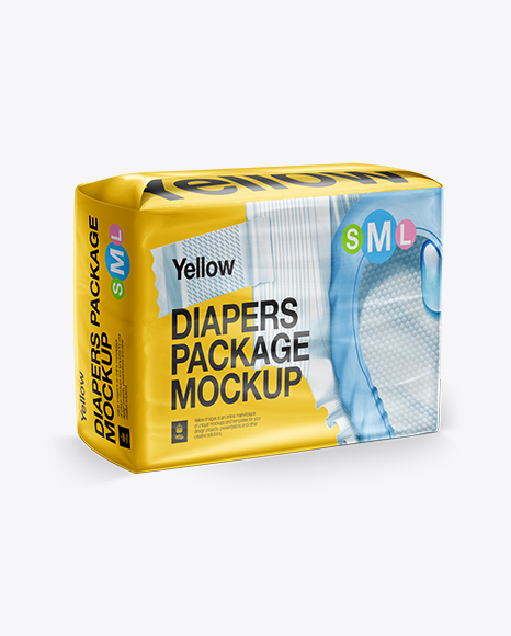 Big Package Of Diapers - Front 3/4 View Mockup