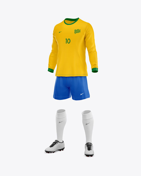Football Kit Long Sleeve Mockup – Half Side View