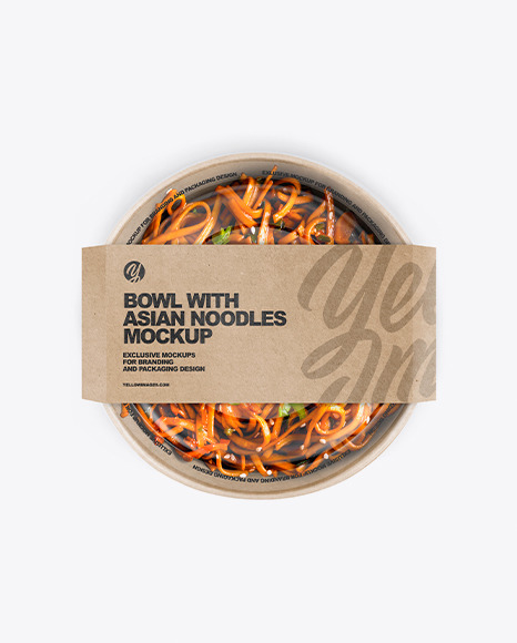 Paper Bowl With Asian Noodles Mockup