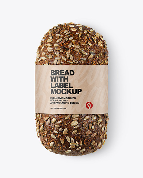 Loaf Of Rye Bread with Seeds & Label Mockup