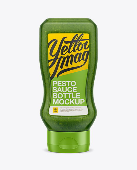 Plastic Tottle Bottle W/ Pesto Sauce Mockup