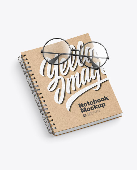Kraft Notebook w/Glasses Mockup