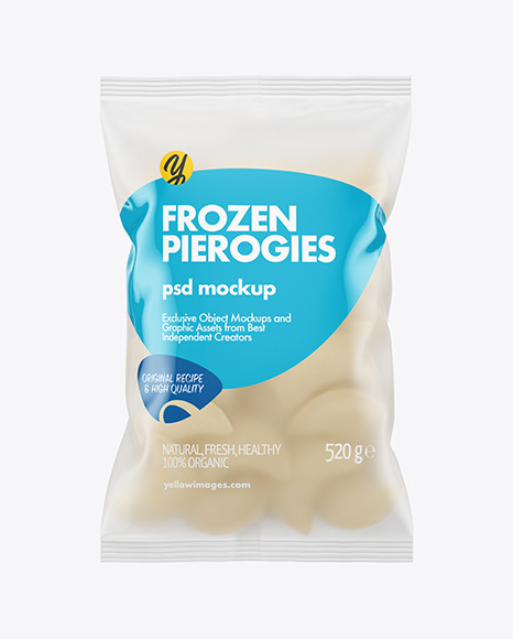 Frosted Plastic Bag With Frozen Pierogies Mockup