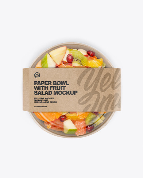 Paper Bowl w/ Fruit Salad Mockup