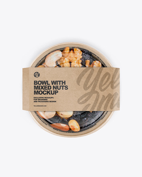 Paper Bowl With Mixed Nuts Mockup