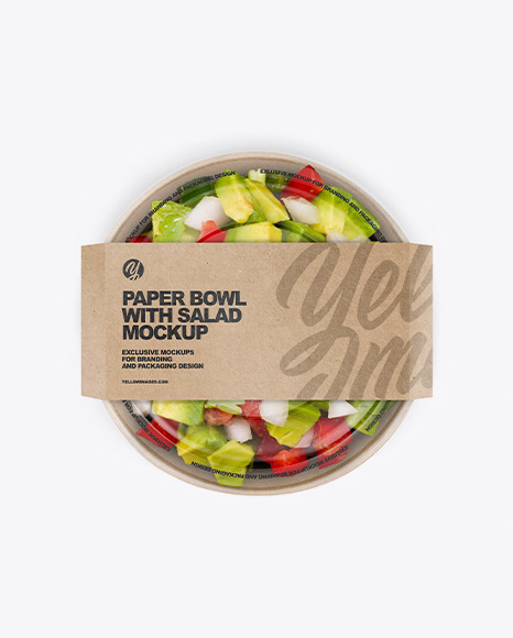 Paper Bowl with Salad Mockup