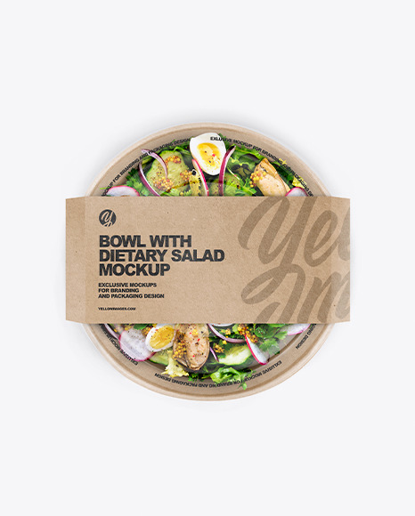 Paper Bowl With Dietary Salad Mockup