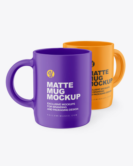 Two Matte Mugs Mockup