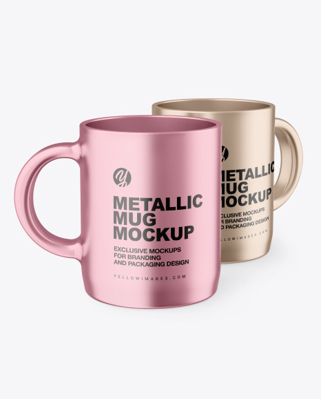 Two Metallic Mugs Mockup