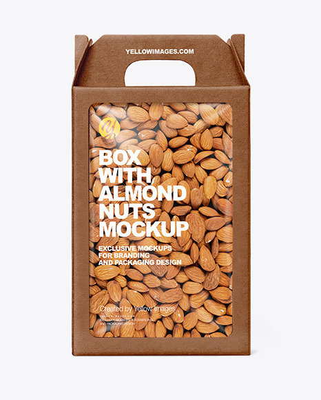 Kraft Box w/ Almond Nuts Mockup