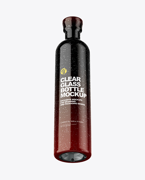 Clear Glass Bottle with Shrink Sleeve Mockup