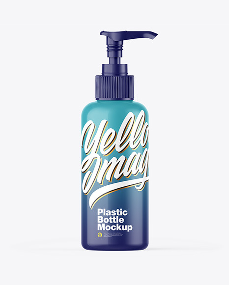 Glossy Sanitizer Bottle w/ Open Pump Mockup