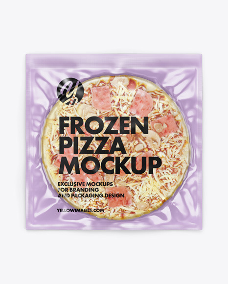 Plastic Vacuum Bag W/ Frozen Pizza Mockup