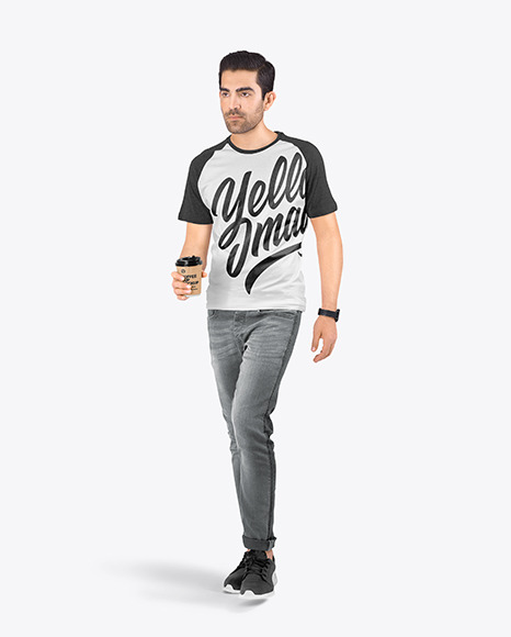 Man in a Raglan T-Shirt and Jeans Mockup