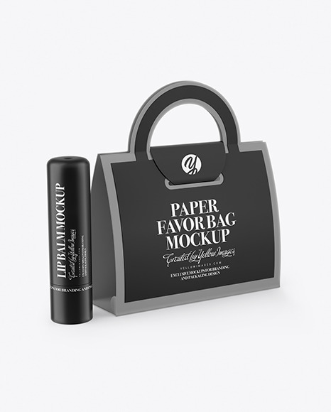 Matte Lip Balm Tube & Paper Favor Bag Mockup