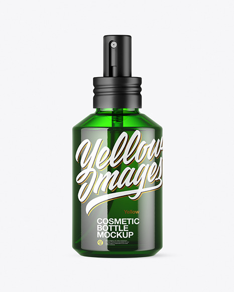 Green Glass Cosmetic Spray Bottle Mockup