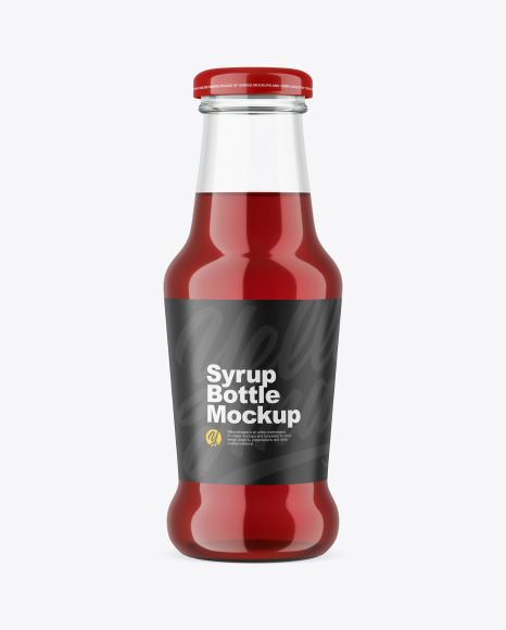 Red Syrup Bottle Mockup