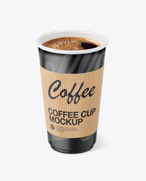 Paper Coffee Cup With Kraft Holder Mockup