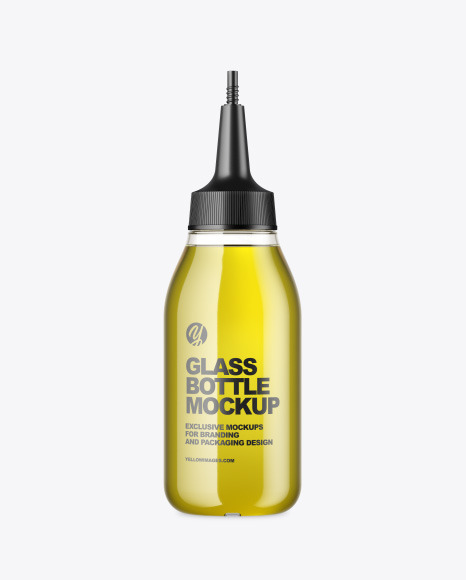 Clear Glass Cosmetic Bottle w/ Oil Mockup