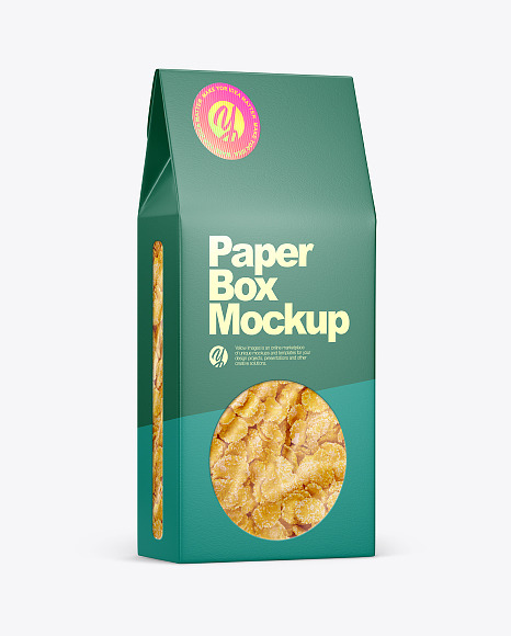 Paper Box With Corn Flakes Mockup