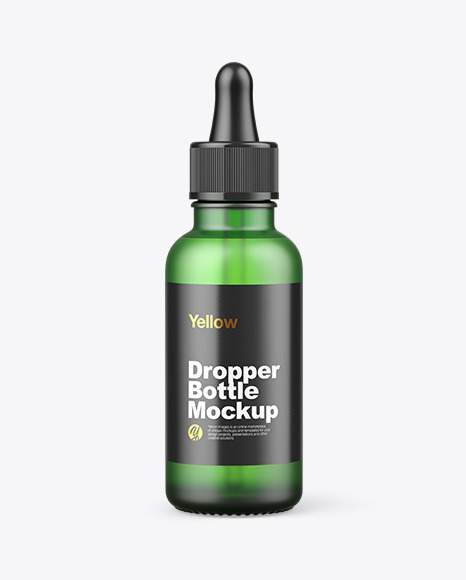 Frosted Green Glass Dropper Bottle Mockup