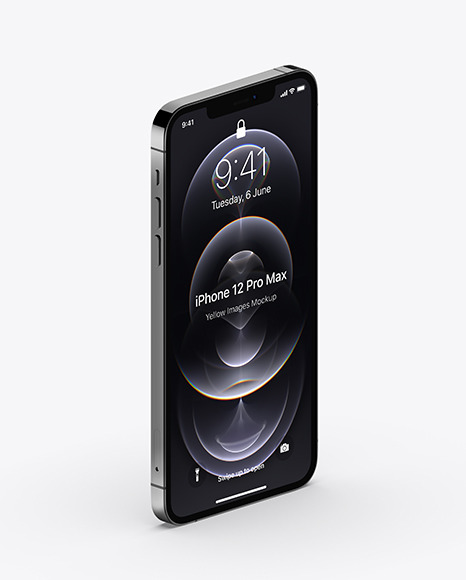 Apple iPhone 12 Pro Max Graphite Mockup - Half Side View