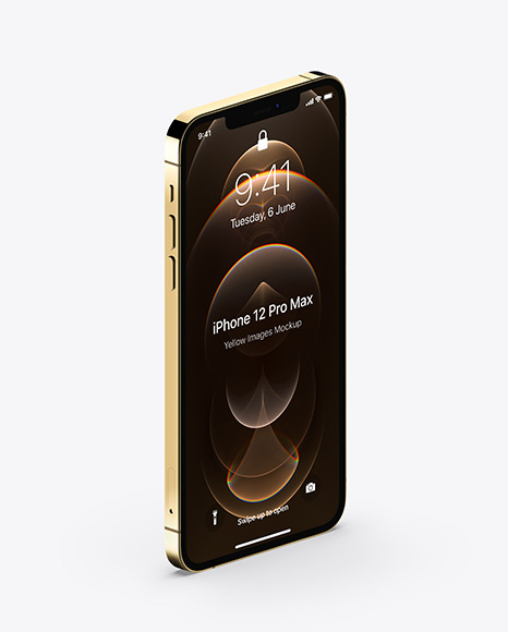 Apple iPhone 12 Pro Max Gold Mockup - Half Side View