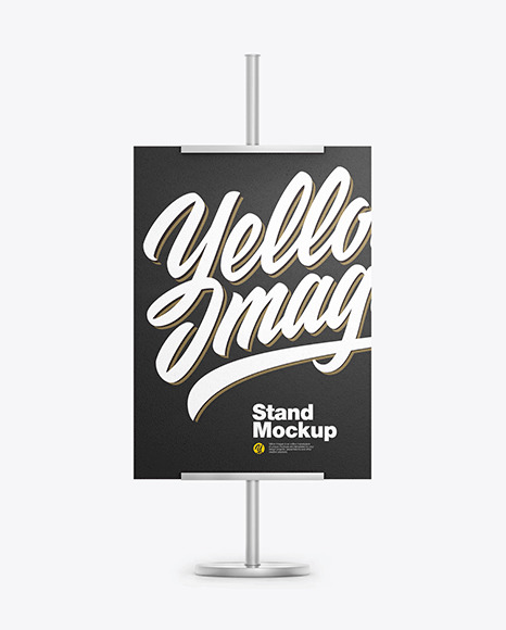 Metallic Stand w/ Paper Banner Mockup