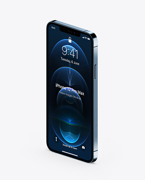 Apple iPhone 12 Pro Max Pacific Blue Mockup - Half Side View