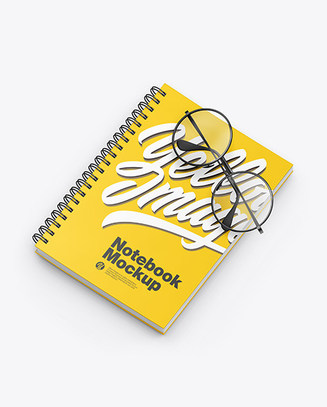 Matte Notebook with Sunglasses Mockup