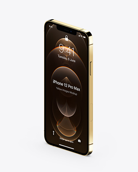 Apple iPhone 12 Pro Max Gold Mockup - Half Side View