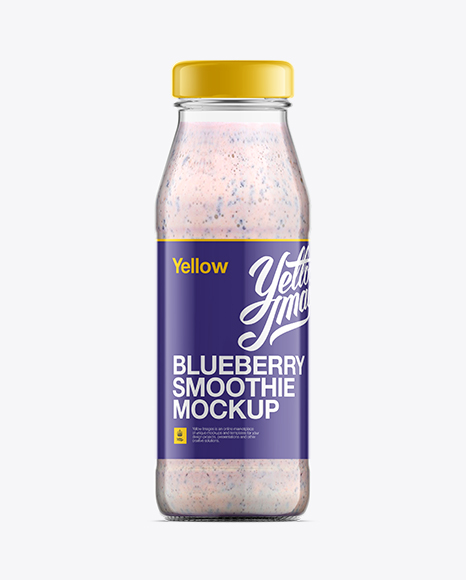 Glass Bottle W/ Blueberry Smoothie Mockup