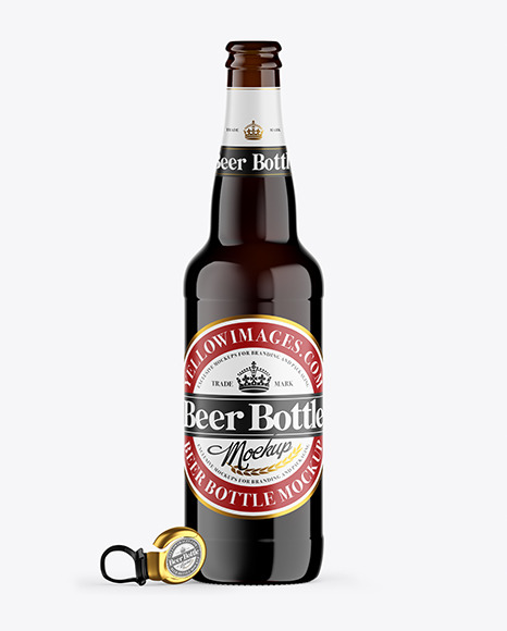 Amber Glass Dark Beer Bottle Mockup