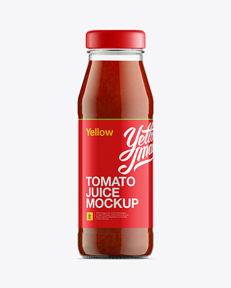 Clear Glass Bottle W/ Tomato Juice Mock-Up