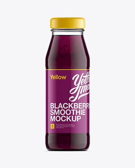 Clear Bottle W/ Blackberry Smoothie Mock-Up