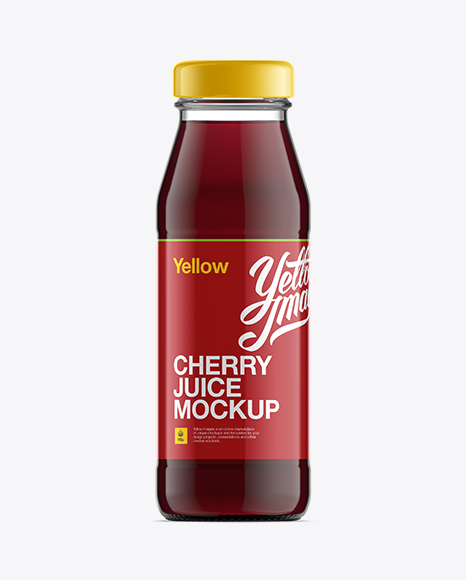 Clear Glass Bottle W/ Cherry Juice Mock-up