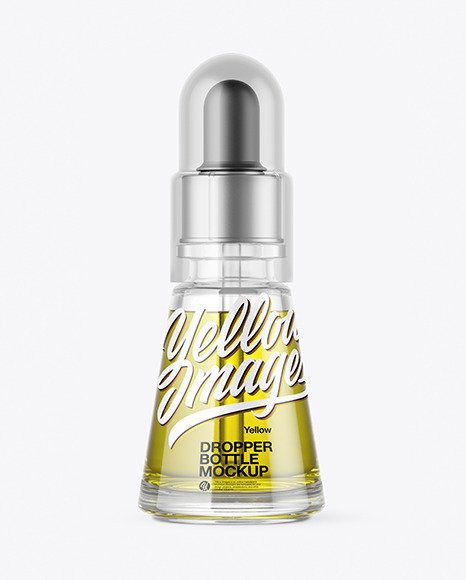 Clear Glass Dropper Bottle with Oil Mockup