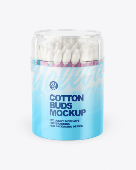 Round Box with Cotton Buds Mockup