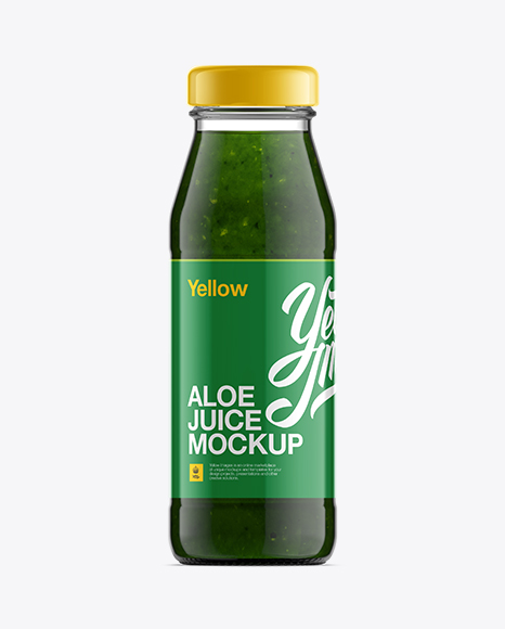 Glass Bottle W/ Aloe Juice Mockup